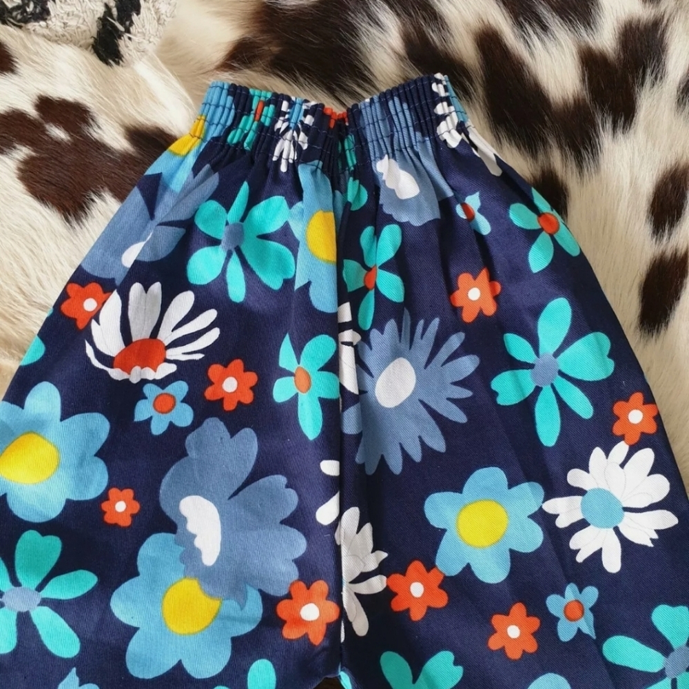 VTG 1960s DEADSTOCK Floral Flower Power Cotton Flares Pants Approx. 5-6 Years - Picture 8 of 12